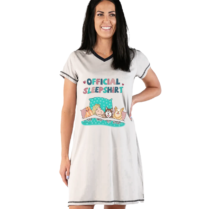 Dog Pajabears® Personalized Women V-Neck Nightshirt Official Sleepshirt Lv01 V-Neck Women’s