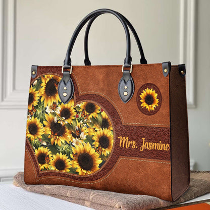 Sunflower Personalize Leather Bag Shineful Lovely Mn8 Black