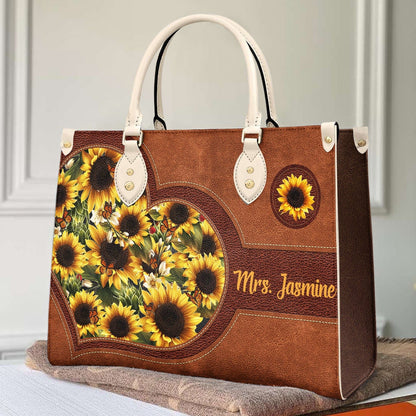 Sunflower Personalize Leather Bag Shineful Lovely Mn8 Creamy White