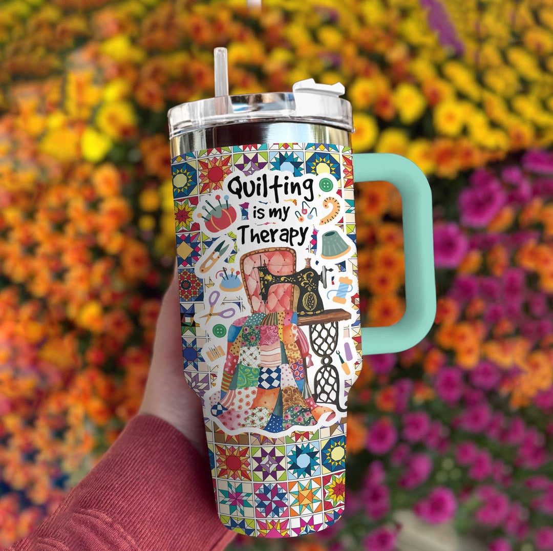 Quilting Shineful™ 40Oz Tumbler Is My Therapy Nl09 Turquoise Blue