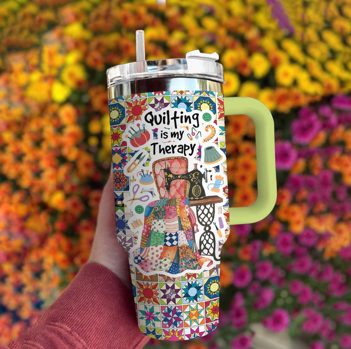 Quilting Shineful™ 40Oz Tumbler Is My Therapy Nl09 Green