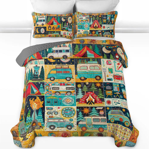 Shineful All Season Quilt 3-Piece Set Camping Campfire Nights