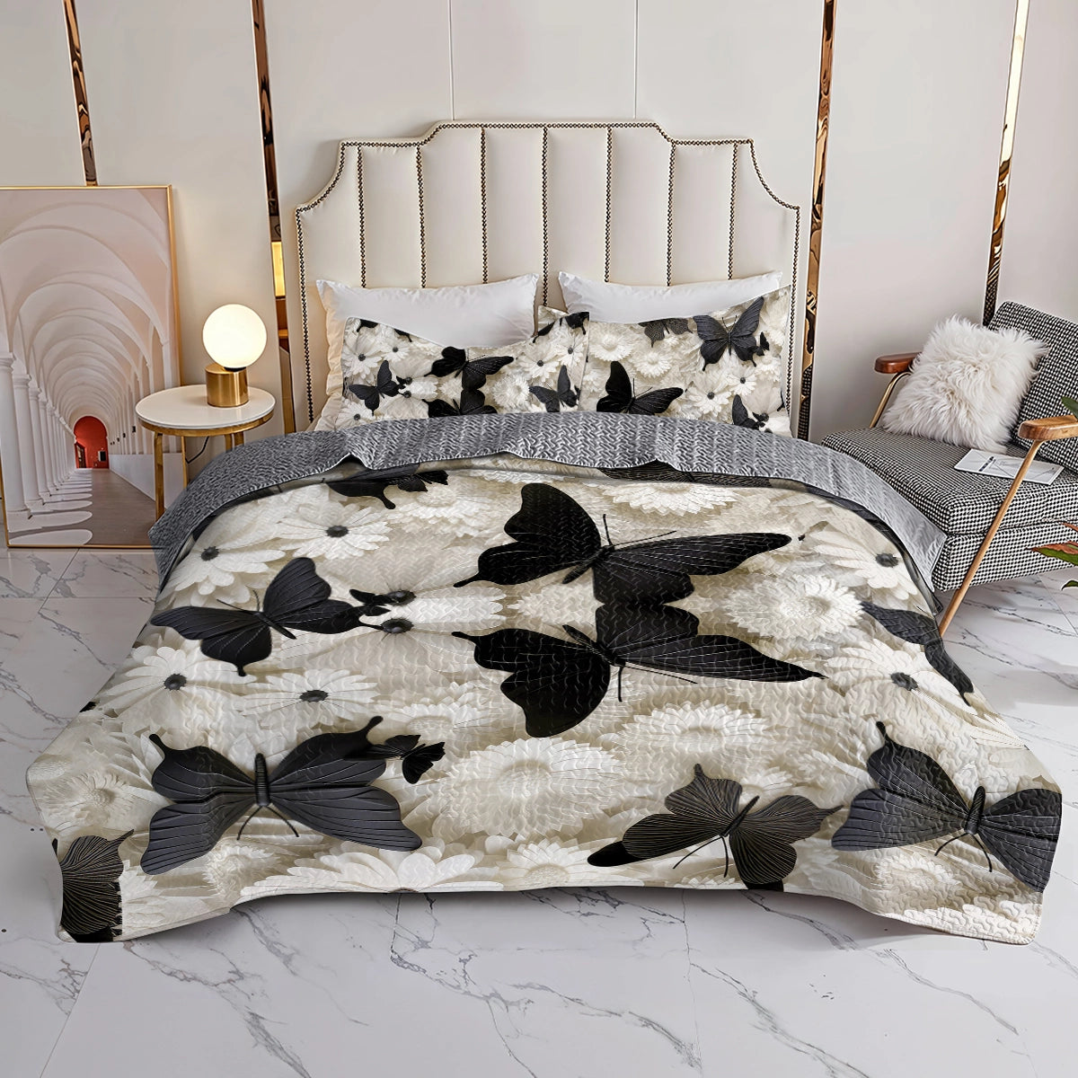 Shineful All Season Quilt 3-Piece Set Butterfly Elegance