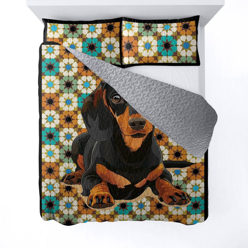 Shineful All Season Quilt 3-Piece Dachshund Elegent