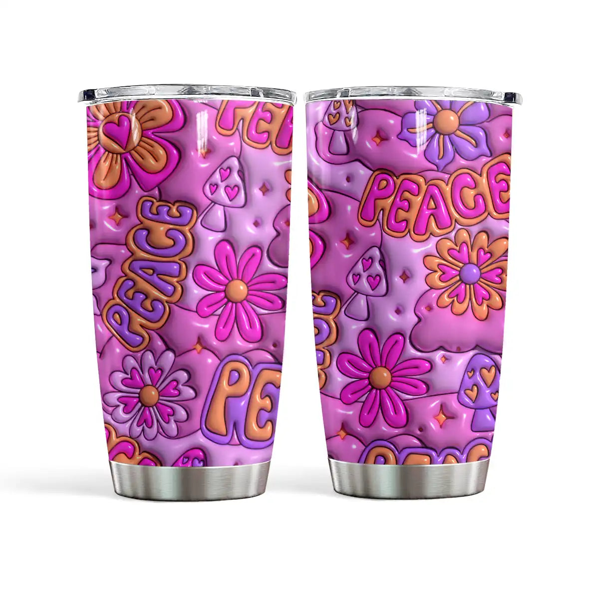 Shineful 20oz Tumbler Hippie Peace Puffy