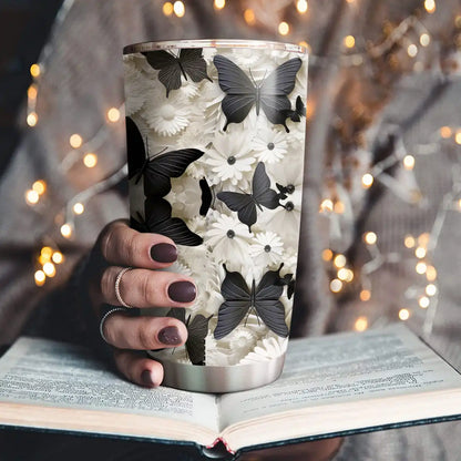 Shineful 20oz Tumbler Black & White Butterfly