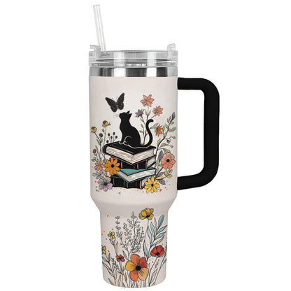 Reading Shineful™ Tumbler Cat & Book Nl09 Black 40Oz