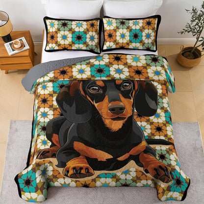 Shineful All Season Quilt 3-Piece Dachshund Elegent