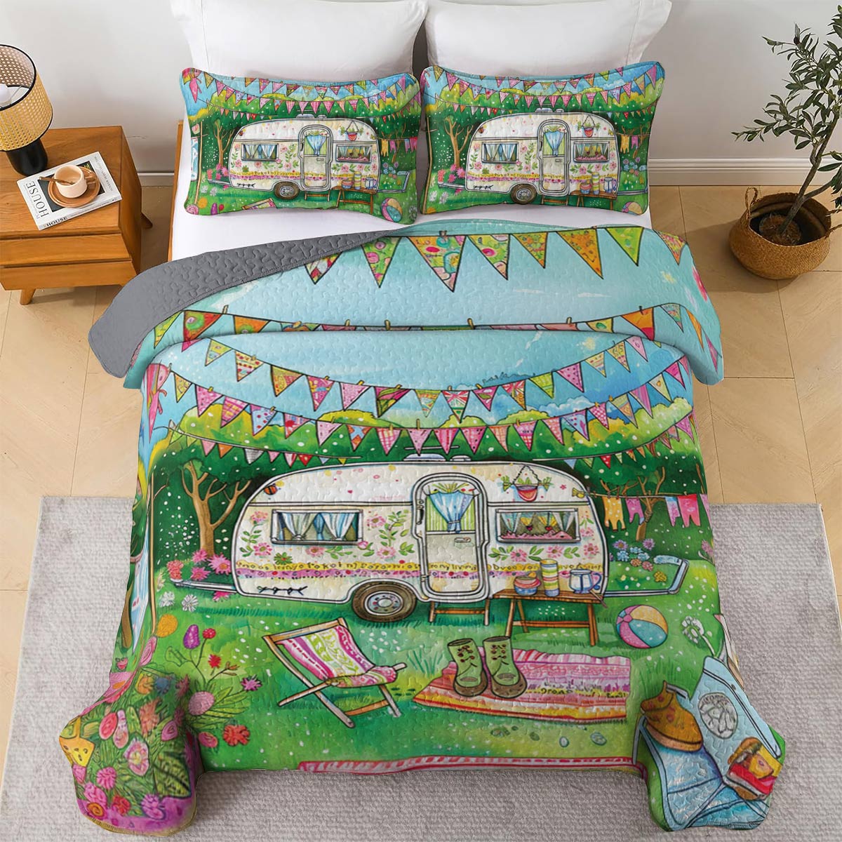 Shineful All Season Quilt 3-Piece Set Camping Bliss