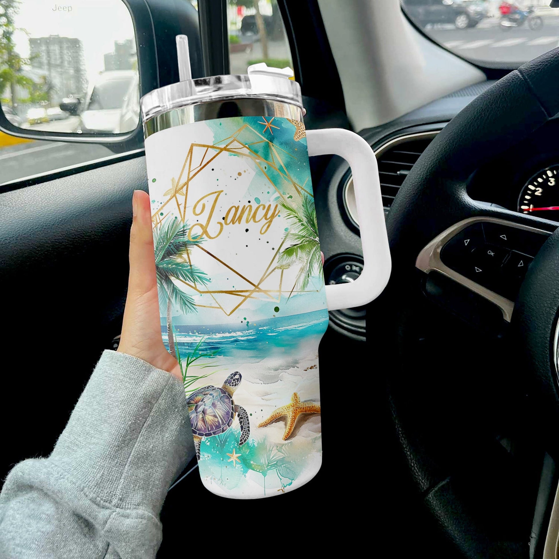 Sea Turtle Of 40 Oz Shineful™ Tumbler On The Beach Nl09 White 40Oz