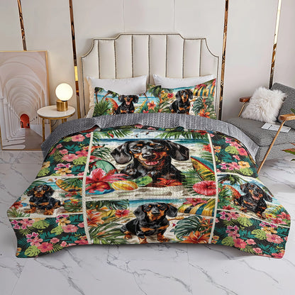 Shineful All Season Quilt 3-Piece Set Beach Dachshund Delight