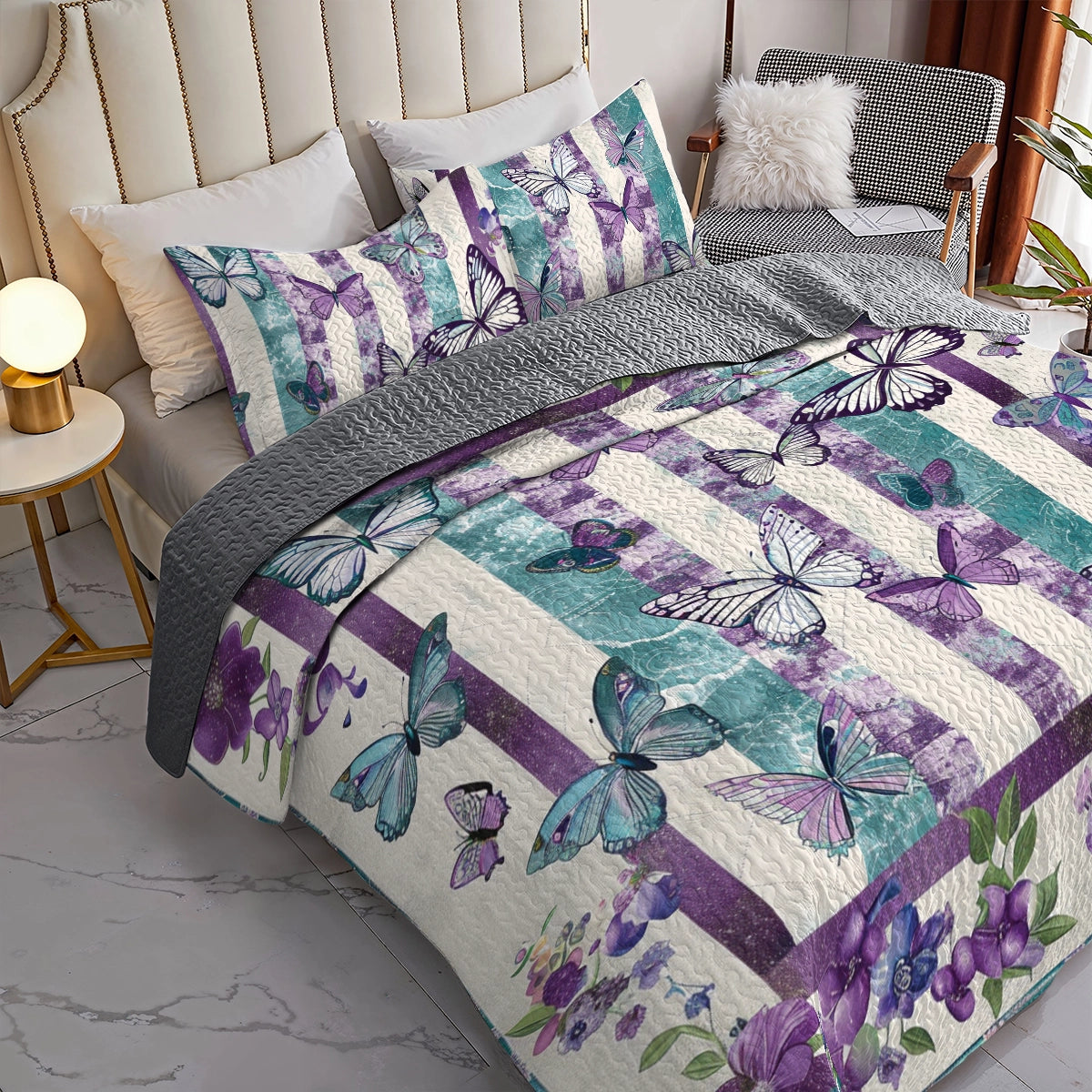 Shineful All Season Quilt 3-Piece Set Butterfly Bliss