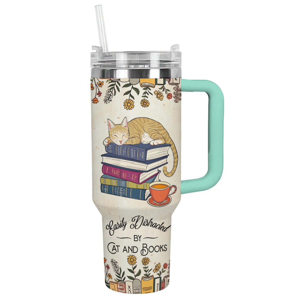 Reading Shineful™ Tumbler Cat & Book 2 Nl09 Turquoise Blue 40Oz