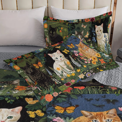 Shineful All Season Quilt 3-Piece Set Cat Garden Whiskers