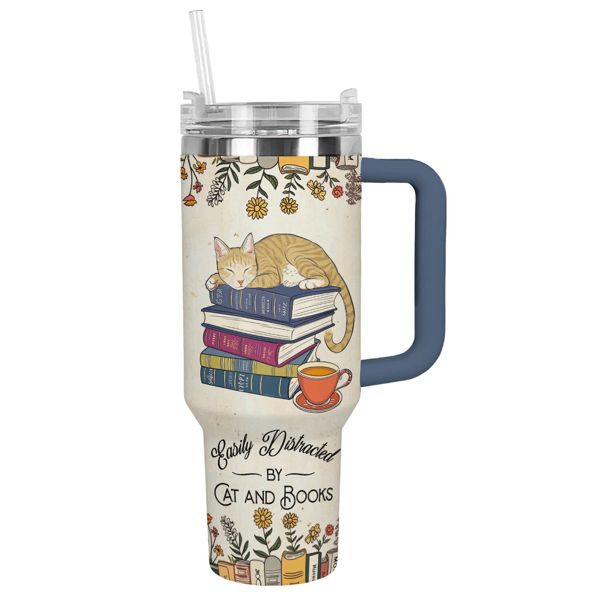 Reading Shineful™ Tumbler Cat & Book 2 Nl09 Navy 40Oz