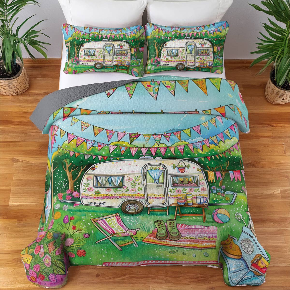 Shineful All Season Quilt 3-Piece Set Camping Bliss