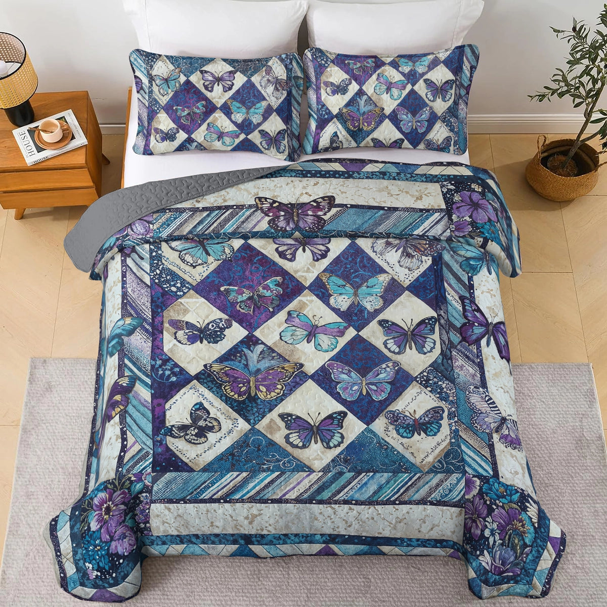 Shineful All Season Quilt 3-Piece Set Butterfly Dreams