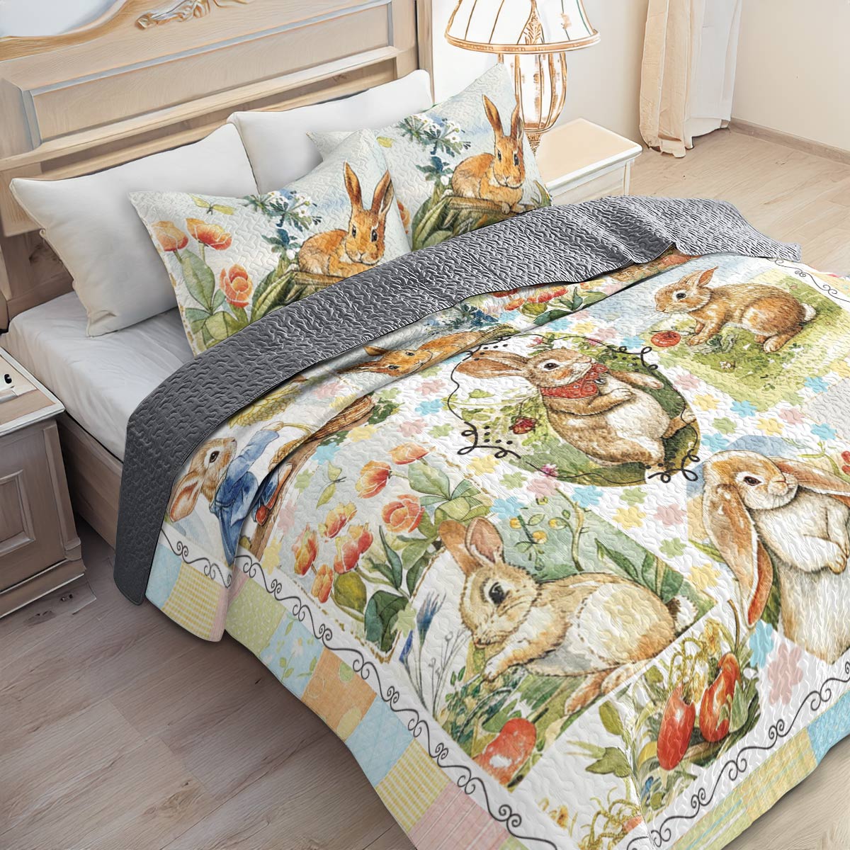 Shineful All Season Quilt 3-Piece Set Bunny Meadow Dreams