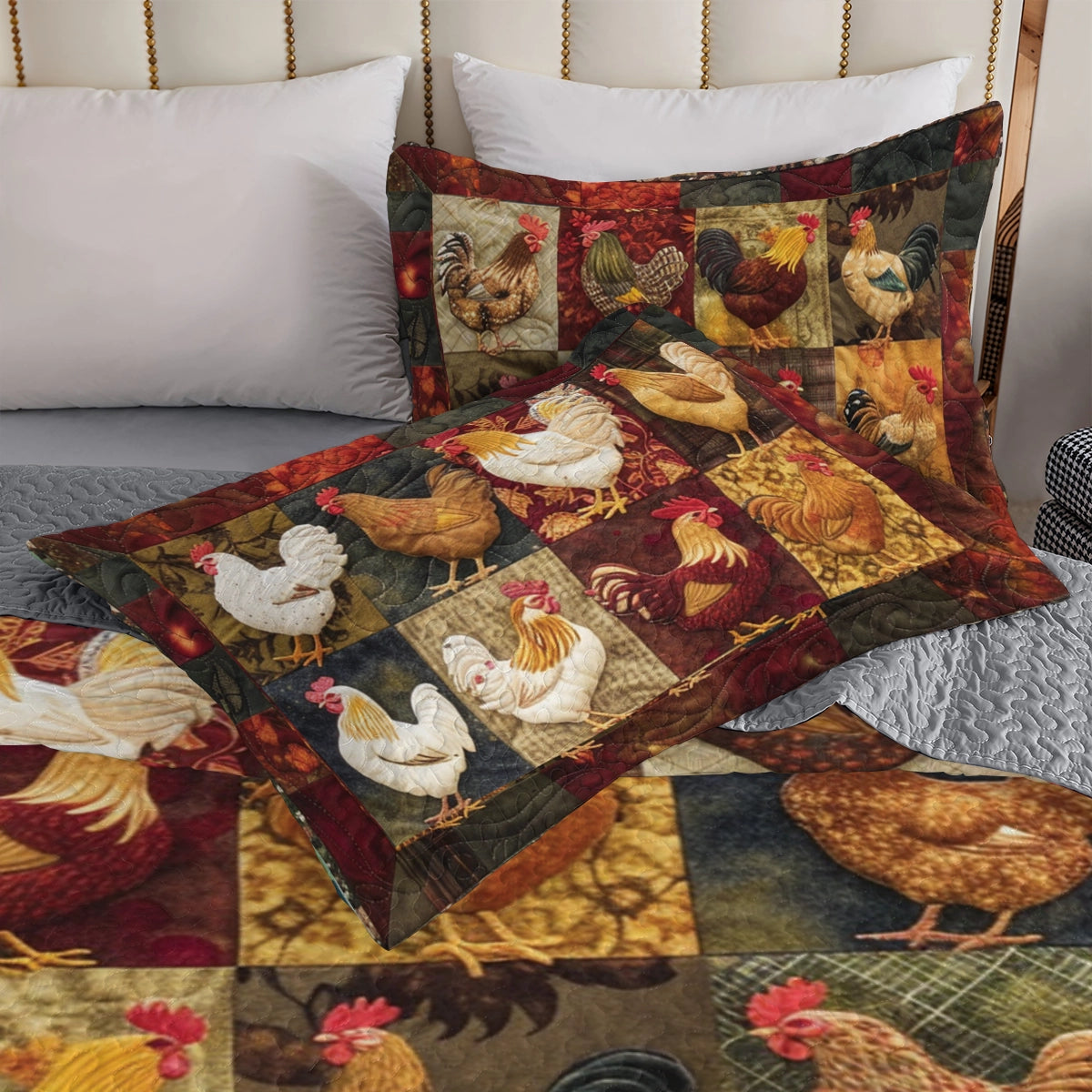 Shineful All Season Quilt 3-Piece Set Chicken Rooster's Roost