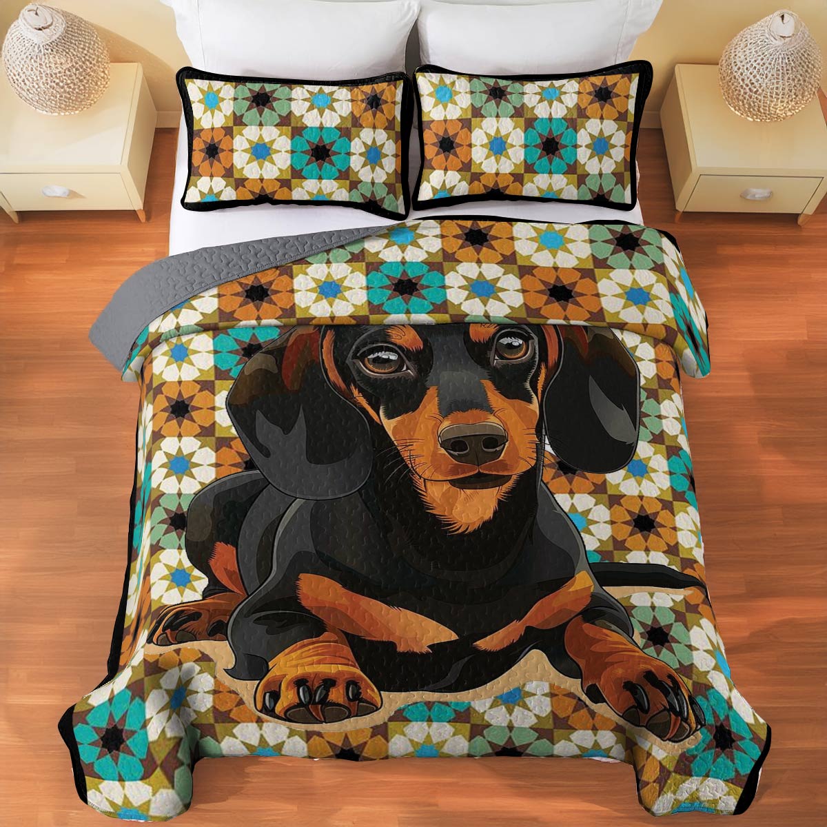 Shineful All Season Quilt 3-Piece Dachshund Elegent