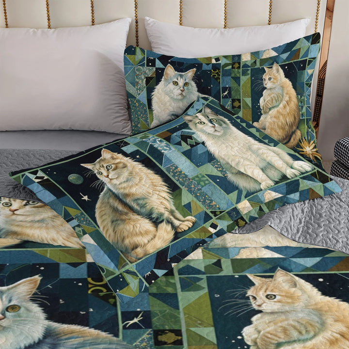 Shineful All Season Quilt 3-Piece Set Cat Purrfect Companions