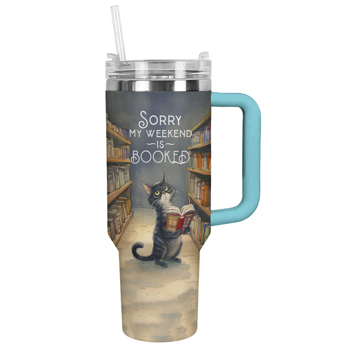 Reading 40 Oz Shineful™ Tumbler Cat In Library Nl09 Sky Blue 40Oz