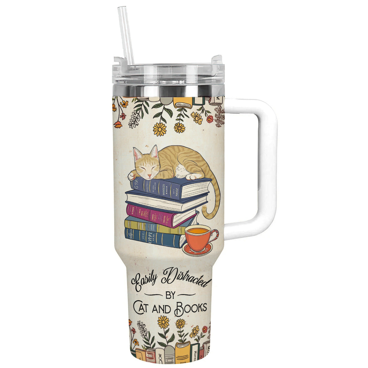 Reading Shineful™ Tumbler Cat & Book 2 Nl09 White 40Oz