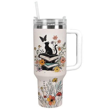 Reading Shineful™ Tumbler Cat & Book Nl09 White 40Oz