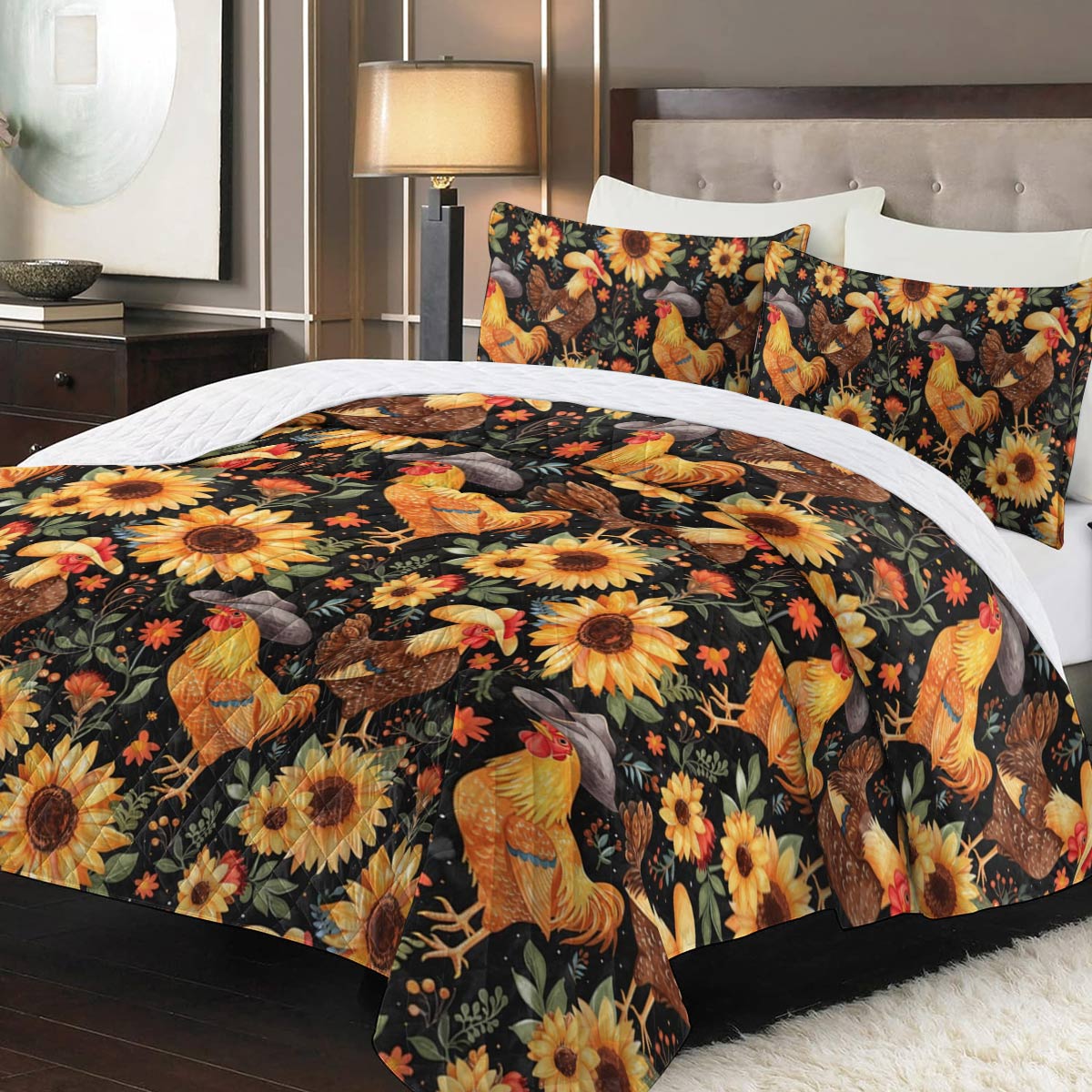 Shineful - All Season Quilt 3-Piece Set Chicken Cowboy