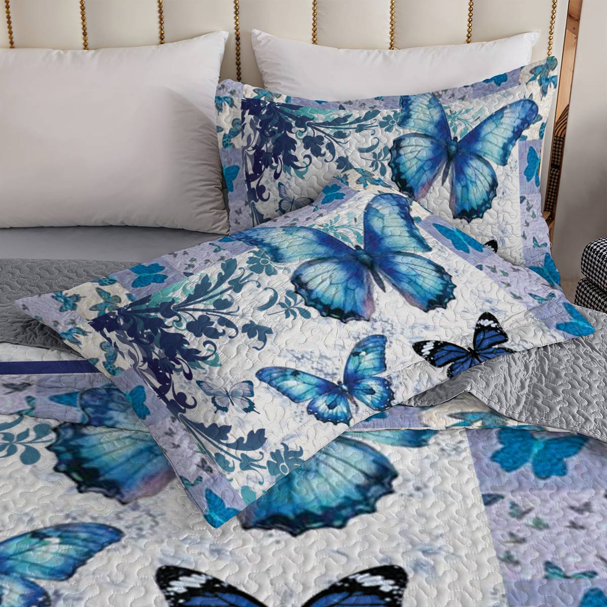 Shineful All Season Quilt 3-Piece Set Butterfly Elegance Quilt