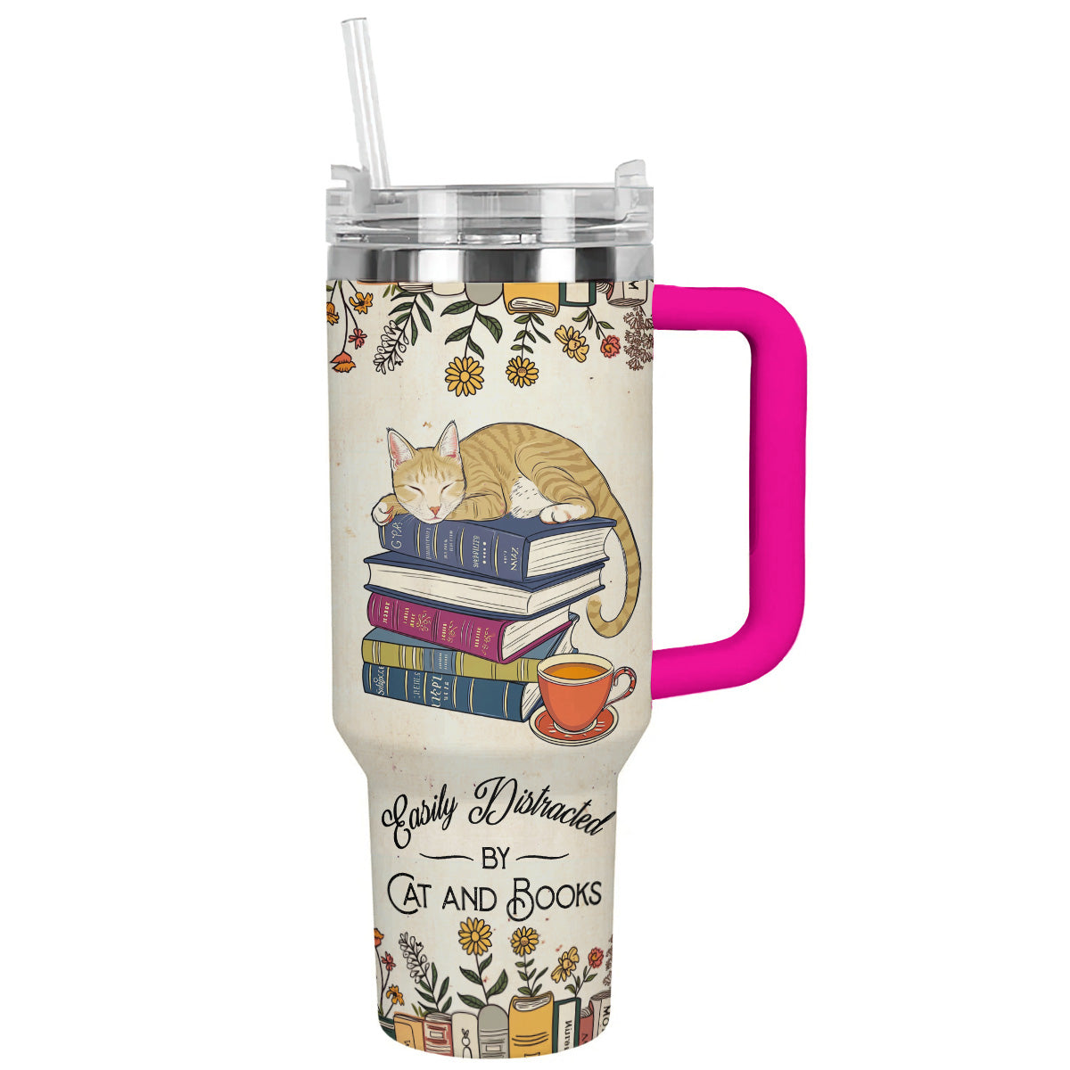 Reading Shineful™ Tumbler Cat & Book 2 Nl09 Hot Pink 40Oz