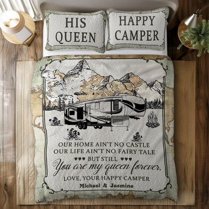 Shineful All Season Quilt 3-Piece Set Personalized Camping Map My Queen