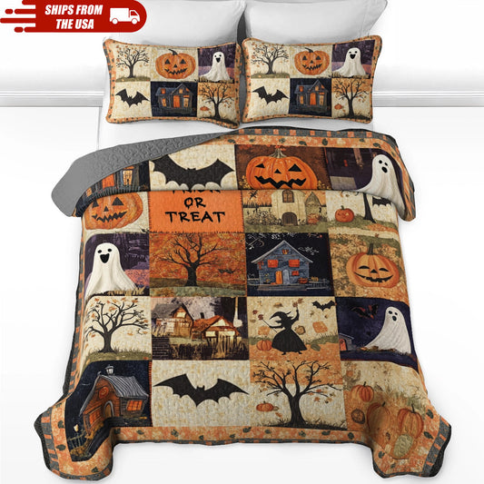 Shineful All Season Quilt 3-Piece Set - Spooky Trick Or Treat Halloween