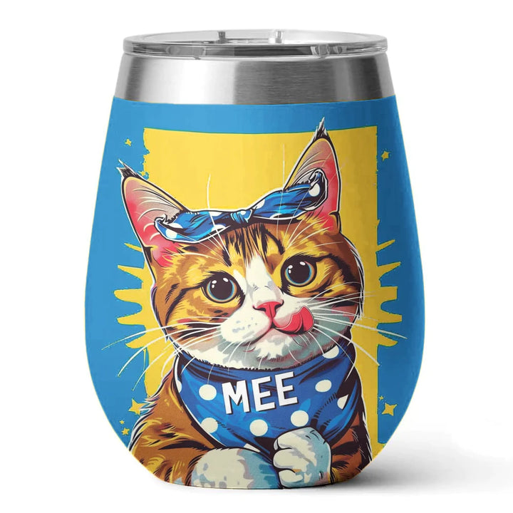 Cat 12 Oz Shineful™ Wine Tumbler Cartoon V1 Vq03 12Oz