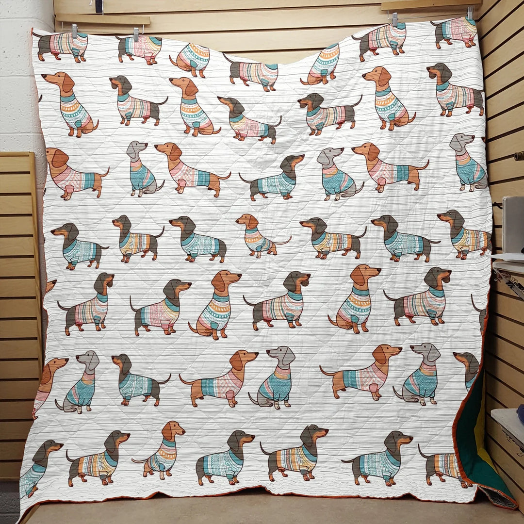 Playful Dachshunds - All Season Faux Quilt Vq03