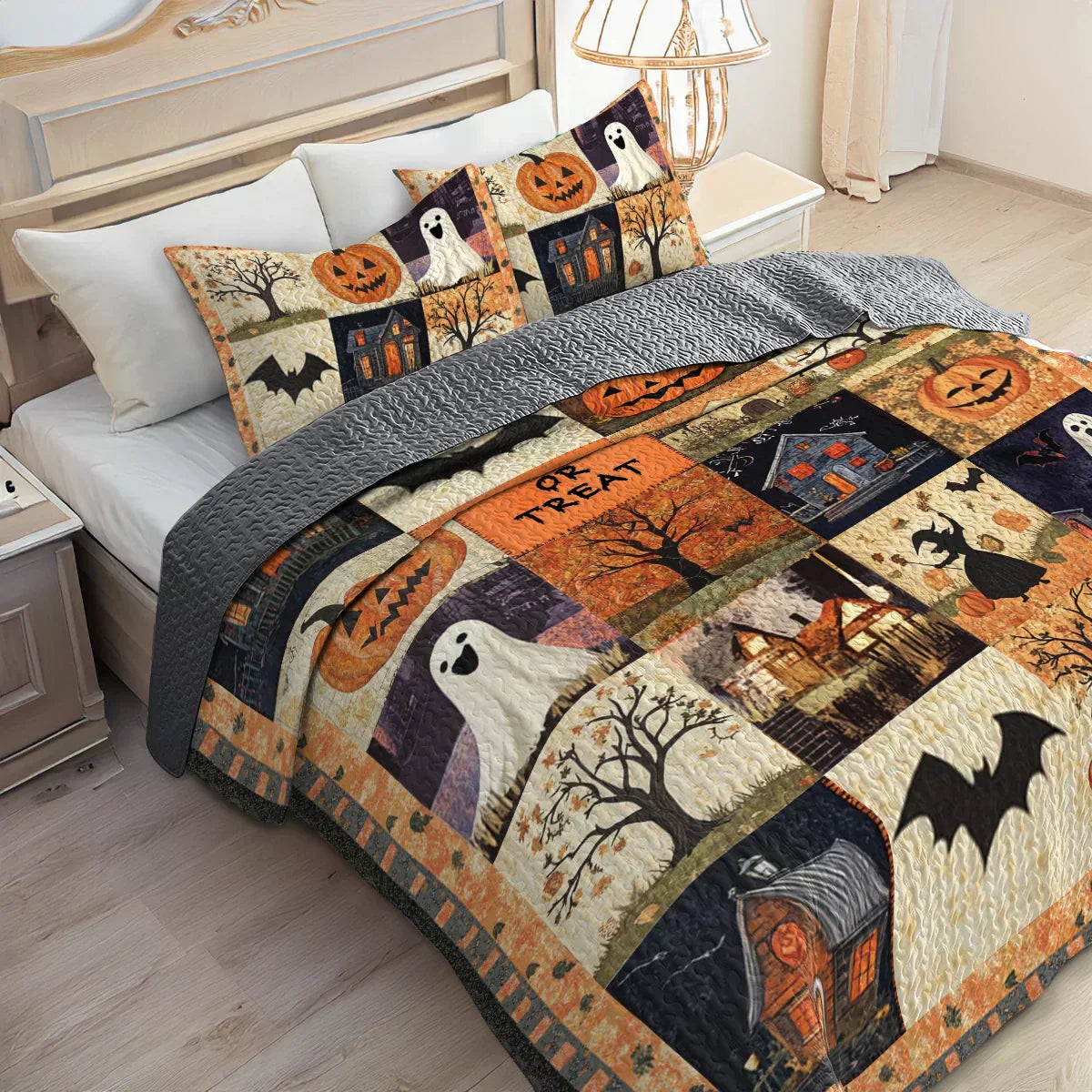 Shineful All Season Quilt 3-Piece Set - Spooky Trick Or Treat Halloween