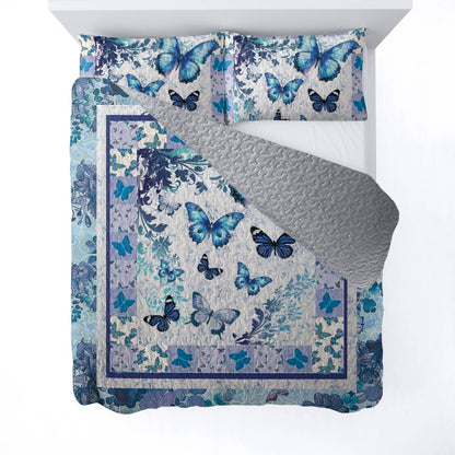 Shineful All Season Quilt 3-Piece Set Butterfly Elegance Quilt