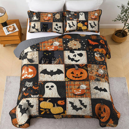 Shineful All Season Quilt 3-Piece Set Spooky Patchwork