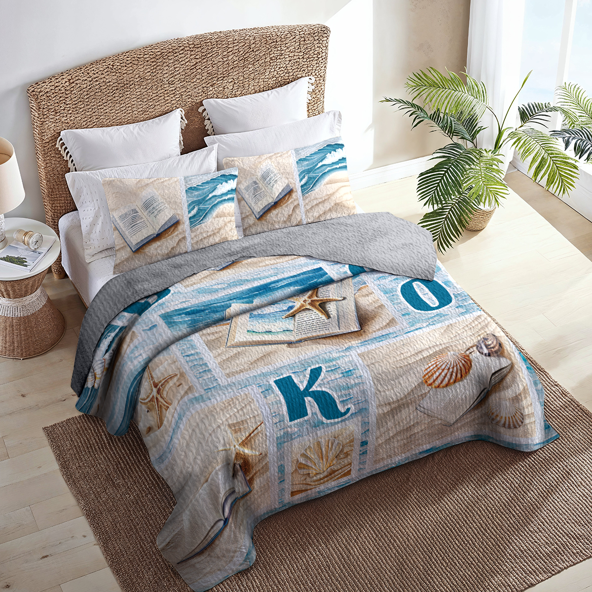 Shineful All Season Quilt 3-Piece Set Beach Book Love