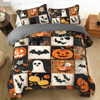 Shineful All Season Quilt 3-Piece Set Spooky Patchwork