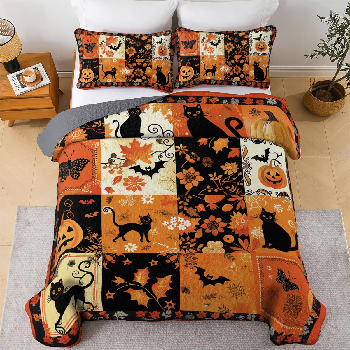 Shineful All Season Quilt 3-Piece Set Spooky Patches