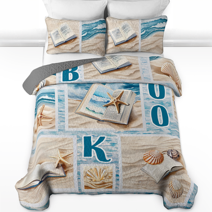 Shineful All Season Quilt 3-Piece Set Beach Book Love