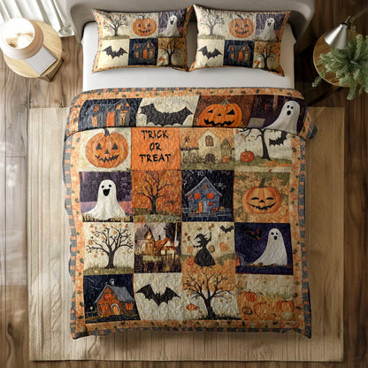 Shineful All Season Quilt 3-Piece Set - Spooky Trick Or Treat Halloween