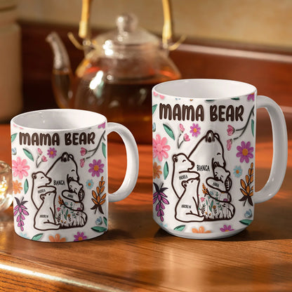 Shineful 3D Inflated Effect Printed Mug - Birthday, Loving Gift For Mom, Mother, Grandma, Grandmother - Mama Bear Floral Style TH7