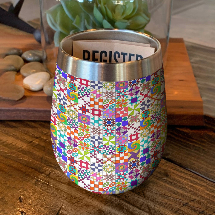 Quilting 12 Oz Shineful™ Wine Tumbler Colorful Tl10 12Oz