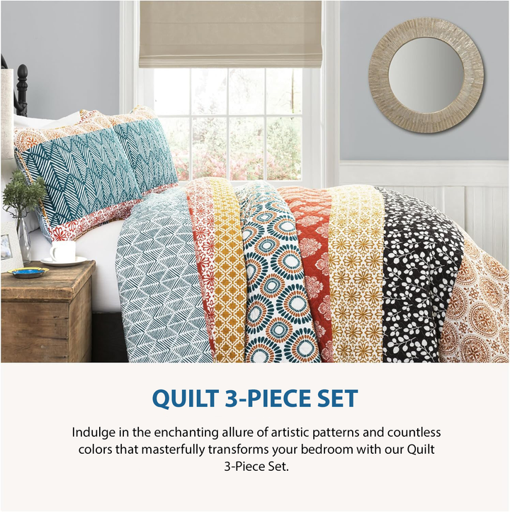 Shineful All Season Quilt 3-Piece Set Colorful Butterfly Bliss
