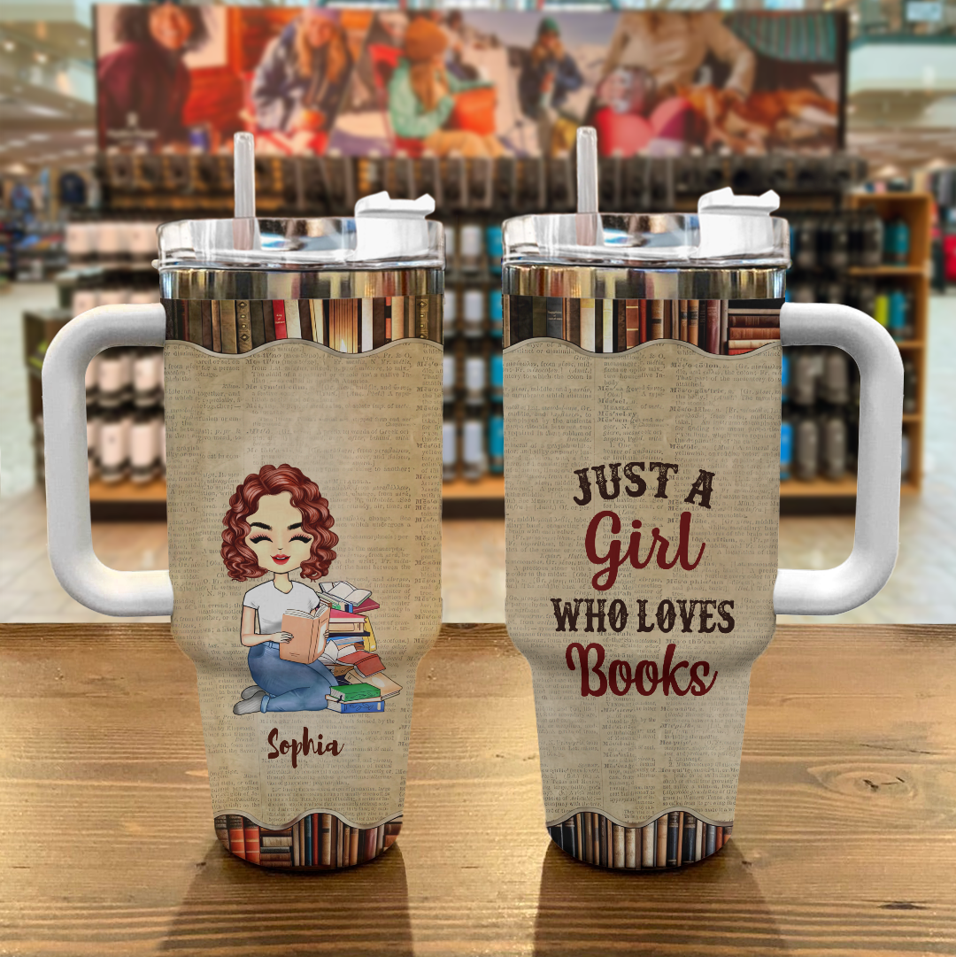 Shineful Tumbler Reading Gift - A Girl Who Loves Books Reading