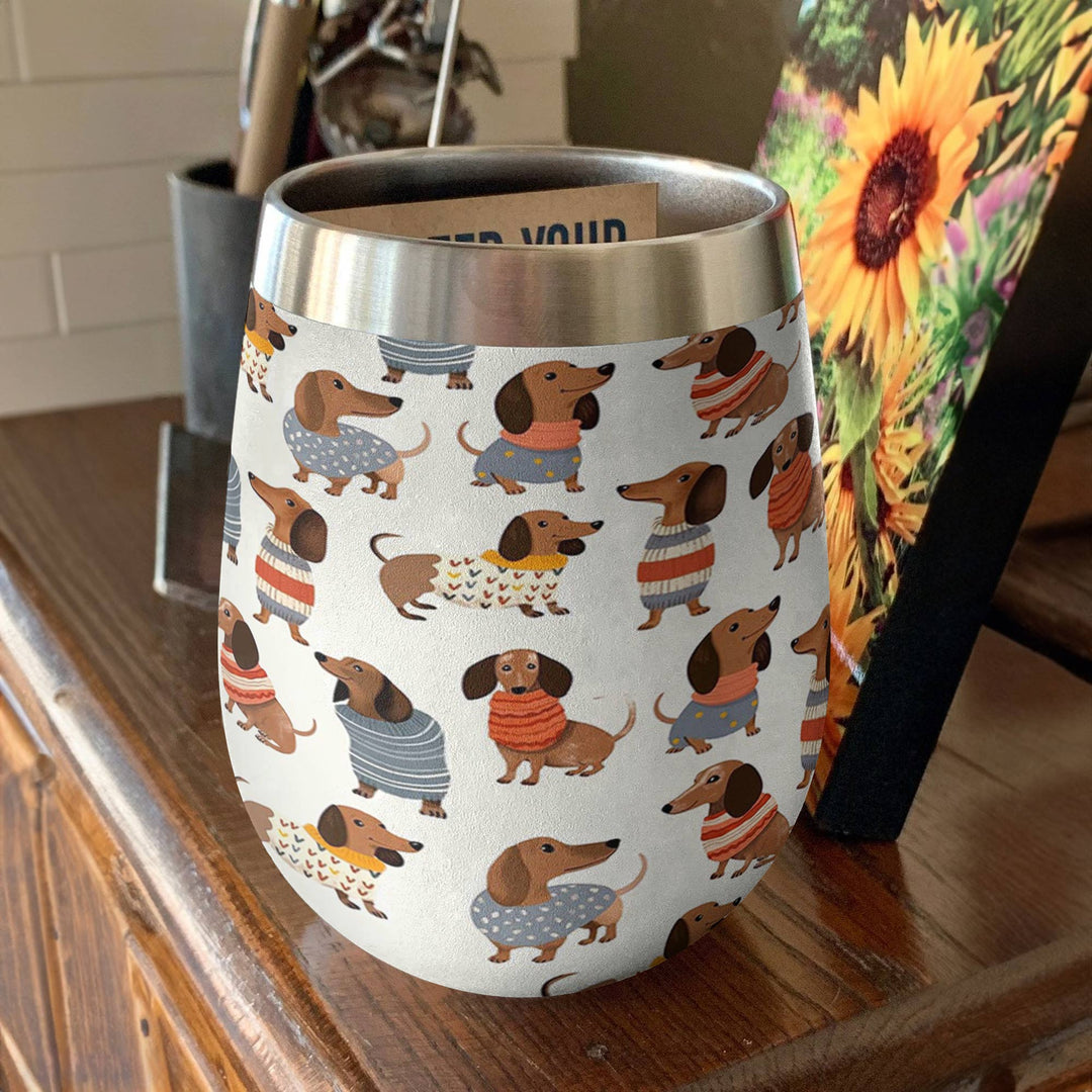 Dachshund 12 Oz Shineful™ Wine Tumbler Cuteness Overload Tl10 12Oz