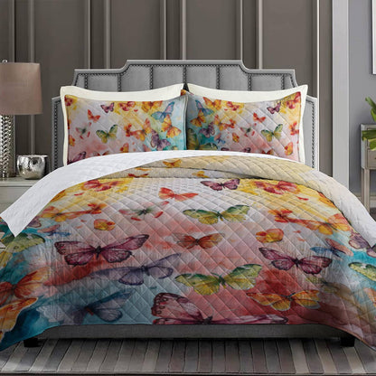 Shineful - All Season Quilt 3-Piece Set Butterfly Colorful