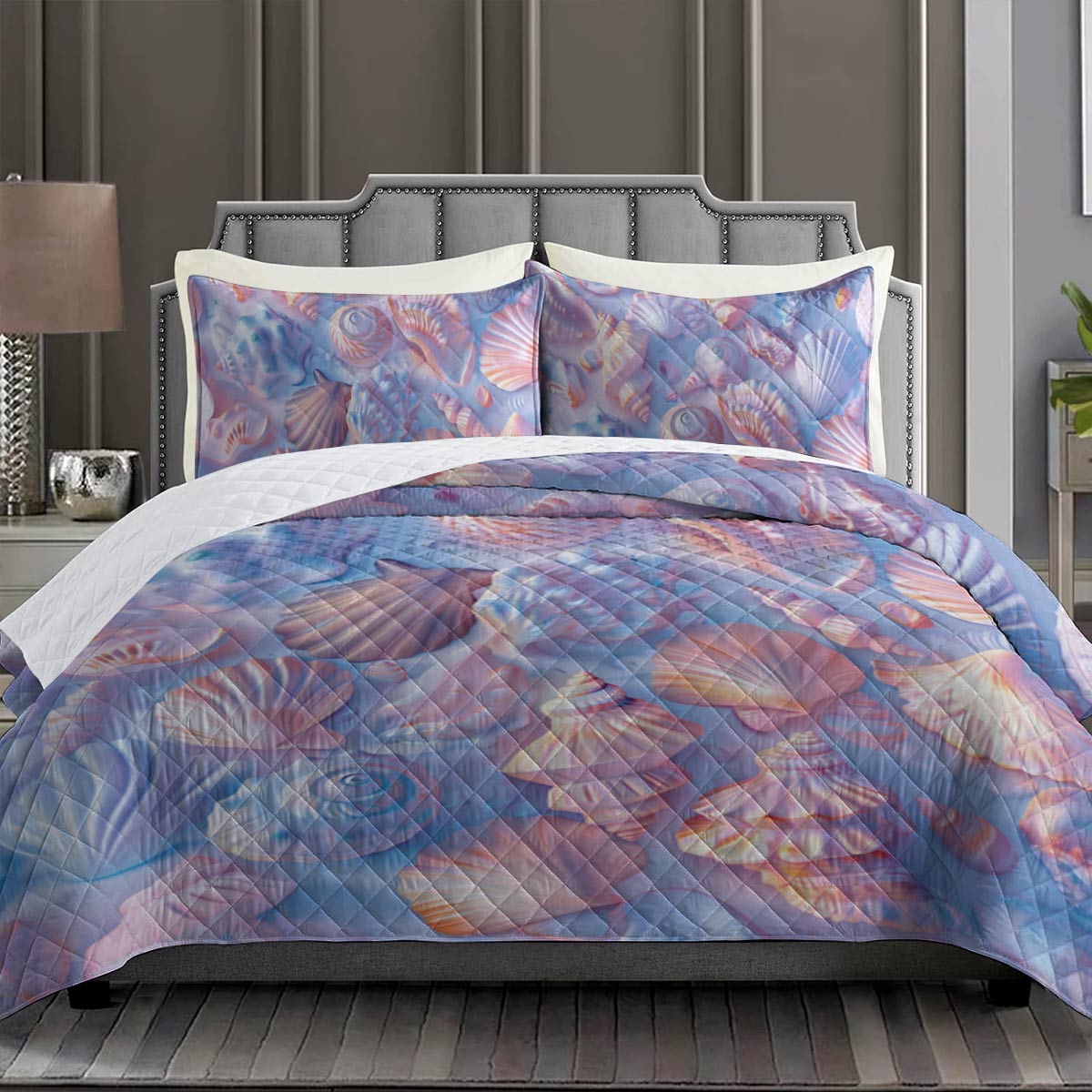 Shineful All Season Quilt 3-Piece Set - Gorerous Seashell